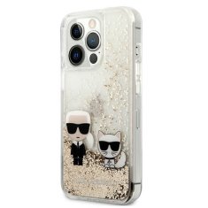 Karl Lagerfeld Karl Lagerfeld Tekoče bleščice Karl &amp; Choupette - Ohišje za iPhone 13 Pro Max (zlato)