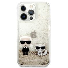 Karl Lagerfeld Karl Lagerfeld Tekoče bleščice Karl &amp; Choupette - Ohišje za iPhone 13 Pro Max (zlato)