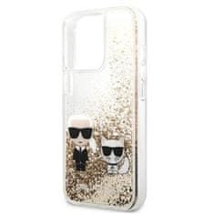 Karl Lagerfeld Karl Lagerfeld Tekoče bleščice Karl &amp; Choupette - Ohišje za iPhone 13 Pro Max (zlato)