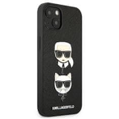 Karl Lagerfeld Karl Lagerfeld Saffiano Karl &amp; Choupette Embossed Heads - etui za iPhone 13 mini (črn)