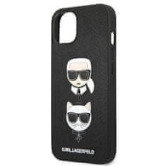 Karl Lagerfeld Karl Lagerfeld Saffiano Karl &amp; Choupette Embossed Heads - etui za iPhone 13 mini (črn)