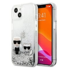 Karl Lagerfeld Karl Lagerfeld Liquid Glitter Karl &amp; Choupette - etui za iPhone 13 mini (srebrn)