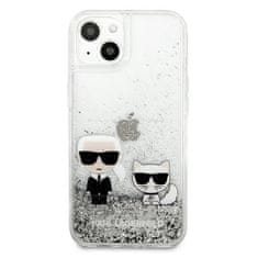 Karl Lagerfeld Karl Lagerfeld Liquid Glitter Karl &amp; Choupette - etui za iPhone 13 mini (srebrn)