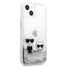 Karl Lagerfeld Karl Lagerfeld Liquid Glitter Karl &amp; Choupette - etui za iPhone 13 mini (srebrn)