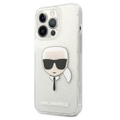 NEW Karl Lagerfeld Karl's Head Glitter - ohišje za iPhone 13 Pro (srebrno)