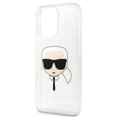 NEW Karl Lagerfeld Karl's Head Glitter - ohišje za iPhone 13 Pro (srebrno)