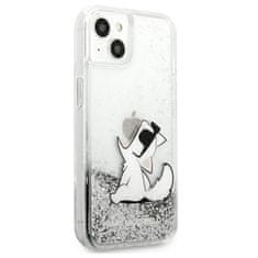 Karl Lagerfeld Karl Lagerfeld Liquid Glitter Choupette Fun - ohišje za iPhone 13 (srebrno)