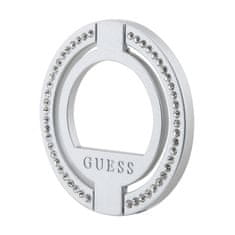 Guess Guess MagSafe Ring Stand Rhinestone - Magnetno držalo za telefon s funkcijo stojala (srebrno)