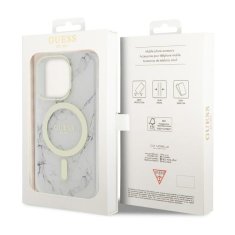 Guess Guess Marble MagSafe - ohišje za iPhone 14 Pro (belo)