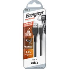 Energizer Energizer HardCase - Priključni kabel USB-A na USB-C 1,2 m (črn) Doživljenjska garancija