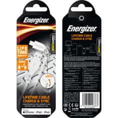 Energizer Energizer HardCase - Povezovalni kabel USB-A z Lightningom s certifikatom MFi 1,2 m (bel) doživljenjska garancija