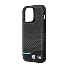 Bmw BMW Leather Carbon Blue Line MagSafe - ohišje za iPhone 14 Pro Max (črno)