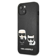 Karl Lagerfeld Karl Lagerfeld PU usnje z reliefom Karl &amp; Choupette - etui za iPhone 13 Mini (črno)