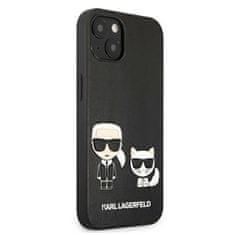 Karl Lagerfeld Karl Lagerfeld PU usnje z reliefom Karl &amp; Choupette - etui za iPhone 13 Mini (črno)