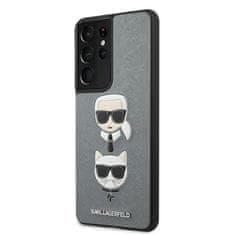 Karl Lagerfeld Karl Lagerfeld Saffiano Karl &amp; Choupette Heads - Ovitek za Samsung Galaxy S21 Ultra (srebrn)