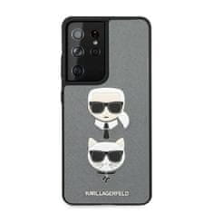 Karl Lagerfeld Karl Lagerfeld Saffiano Karl &amp; Choupette Heads - Ovitek za Samsung Galaxy S21 Ultra (srebrn)