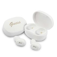 Guess Guess Script Logo - slušalke Bluetooth TWS + etui za polnjenje (bela)