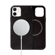 Crong Crong Essential Cover Magnetic - usnjeni ovitek za iPhone 12 / iPhone 12 Pro MagSafe (črn)