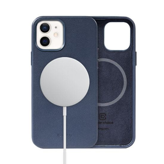 Crong Crong Essential Cover Magnetic - usnjeni ovitek MagSafe za iPhone 12 / iPhone 12 Pro (mornarsko modra)