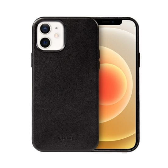 Crong Crong Essential Cover - Ohišje iz eko usnja za iPhone 12 / iPhone 12 Pro (črno)