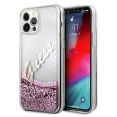 Guess Guess Glitter Vintage Script - Ohišje za iPhone 12 Pro Max (roza)