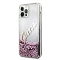 Guess Guess Glitter Vintage Script - Ohišje za iPhone 12 Pro Max (roza)