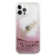 Guess Guess Glitter Vintage Script - Ohišje za iPhone 12 Pro Max (roza)