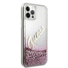 Guess Guess Glitter Vintage Script - Ohišje za iPhone 12 / iPhone 12 Pro (roza)