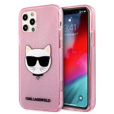 Karl Lagerfeld Karl Lagerfeld Choupette Head Glitter - ohišje za iPhone 12 / iPhone 12 Pro (roza)