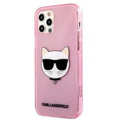 Karl Lagerfeld Karl Lagerfeld Choupette Head Glitter - Ohišje za iPhone 12 Pro Max (roza)