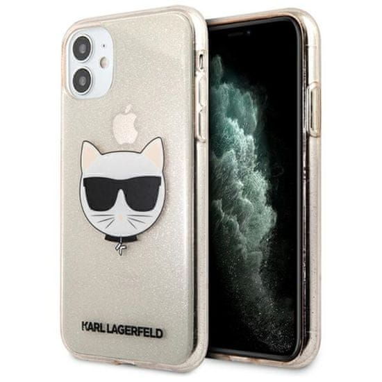 Karl Lagerfeld Karl Lagerfeld Choupette Head Glitter - ohišje za iPhone 11 (zlato)