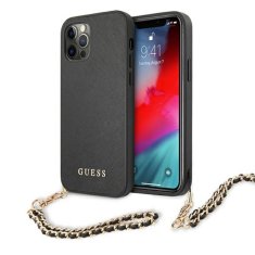 Guess Guess Saffiano Chain - Ohišje za iPhone 12 / iPhone 12 Pro (črno)