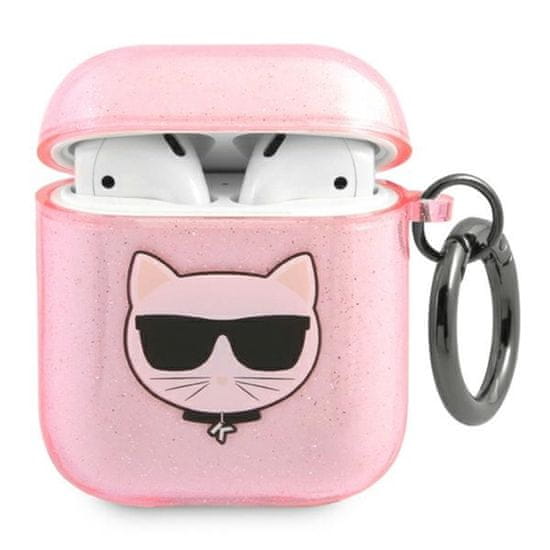 Karl Lagerfeld Karl Lagerfeld Choupette Head Glitter - etui za Airpods (roza)