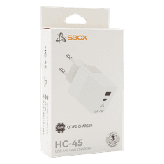 S-box USB 45W hitri polnilec HC-45 2-port / USB-C + USB-A GAN