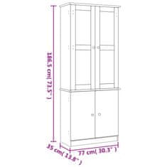 Vidaxl Steklena vitrina ALTA 77x35x186,5 cm trdna borovina