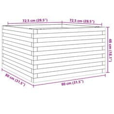 Vidaxl Vrtno cvetlično korito 80x80x46 cm trdna borovina