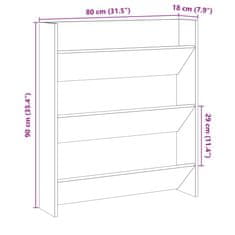 Vidaxl Stenska omara za čevlje artisian hrast 80x18x90 cm inž. les