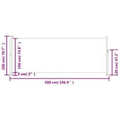 Vidaxl Zložljiva stranska tenda za teraso 200x500 cm črna