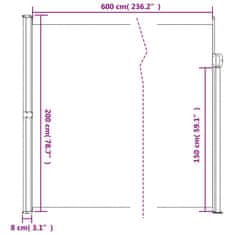 Vidaxl Zložljiva stranska tenda taupe 200x600 cm