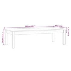 Vidaxl Klubska mizica bela 110x50x30 cm trdna borovina