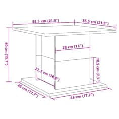 Vidaxl Klubska mizica artisan hrast 55,5x55,5x40 cm inženirski les