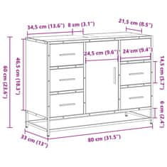 Vidaxl Kopalniška omarica za umivalnik siva sonoma 80x33x60cm inž. les