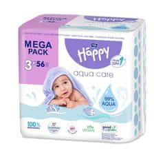 3x BELLA HAPPY BABY Čistilni robčki mega paket Aqua care 56 kosov