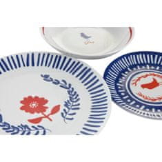 DKD Home Decor Set Posode DKD Home Decor Porcelan Rdeča Modra Bela 27 x 27 x 3 cm 18 Kosi