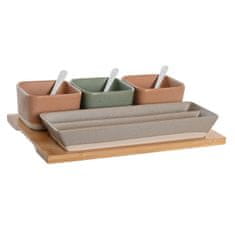 DKD Home Decor Set za Aperitiv DKD Home Decor 26 x 9 x 4 cm Porcelan Pisana Bambus 8 Kosi skandinavski