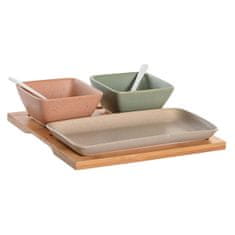 DKD Home Decor Set za Aperitiv DKD Home Decor 24 x 23,5 x 1,5 cm Porcelan Pisana Bambus 6 Kosi skandinavski