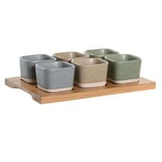 DKD Home Decor Set za Aperitiv DKD Home Decor 21,6 x 15 x 1,5 cm Porcelan Pisana Bambus skandinavski