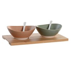 DKD Home Decor Set za Aperitiv DKD Home Decor 29 x 15,5 x 1,5 cm Porcelan Pisana Bambus skandinavski