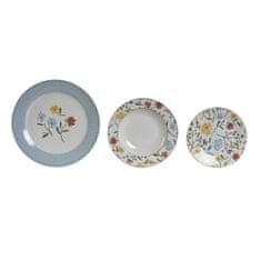 DKD Home Decor Namizni pribor DKD Home Decor Cvetni Porcelan Modra Bela 27 x 27 x 3 cm 18 Kosi