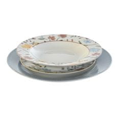 DKD Home Decor Namizni pribor DKD Home Decor Cvetni Porcelan Modra Bela 27 x 27 x 3 cm 18 Kosi